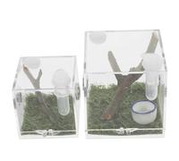 SHINEOFI Lot de 2 Boîtes D’Élevage pour Araignées Sauteuses en Acrylique Transparent Tailles Moyenne et Grosse Système D’Humidification Intégré Cage D’Élevage pour Reptiles et Insectes