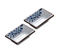 SHINEOFI Lot de 2 Bols à Tremper en Céramique Rectangulaires Grand Format Blanc Assiettes d'Assaisonnement pour Sauce Soja Plats à Sauce pour Apéritifs et Collations Usage Domestique