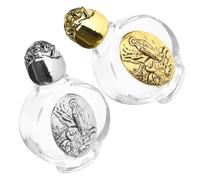 SHINEOFI Lot de 2 Bouteilles d'eau Bénite Rechargeables en Verre, Petites Bouteilles Sacrées 5ème Dorée 3ème Argentée, Récipients en Verre pour Fête Religieuse et Baptême, Décorations