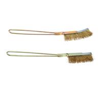 SHINEOFI Lot de 2 Brosses à Gratter en Fil de Cuivre Pur Manche en Acier Inoxydable Mini Format Droit et Coudé Brosses de Nettoyage pour Barbecue Compatibles Outil pour Décaper et