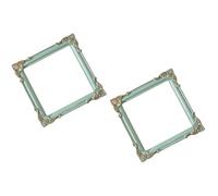 SHINEOFI Lot de 2 Cadres Photo en Résine Vert Clair 11 Cm, Cadre Présentoir à Bijoux de Table Décoratif Rétro, Accessoires Photo pour Photobooth et Décoration Maison