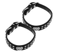 SHINEOFI Lot de 2 Colliers pour Chien Ornés de Cristaux en Forme de Cœur, Taille S, Noir, Légers et Réglables, Collier Élégant pour Petits Chiens et Chatons, Bijoux pour Animaux de