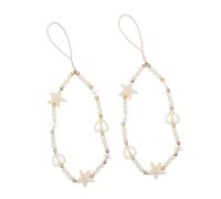 SHINEOFI Lot De 2 Cordons Porte-badge En Acrylique Transparent Perles D’étoile Et Cœur, Lanière Antidérapante Pour Téléphone Portable Unisexe, Décoration Mode Et Sécurité Au Poignet, Blanc