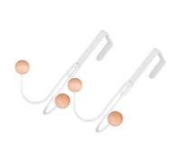 SHINEOFI Lot de 2 Crochets de Porte en Fer Boules en Bois Blanc, sans Perçage, Multi-usage pour Suspendre Serviettes, Vêtements et Accessoires, pour Salle de Bain, Chambre, Dressing