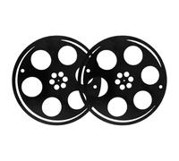 SHINEOFI Lot de 2 Décorations Murales Vintage en Fer Forme Bobine de Film, Décoration Cinéma Maison Métallique Robuste pour Salon et Jardin, Décor Suspendu Thème Cinéma, Facile à Nettoyer