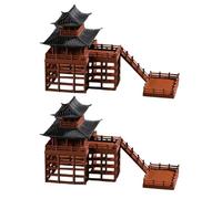 SHINEOFI Lot de 2 Figurines Miniatures de Pagodes Chinoises sur Pilotis Modèle 3D en Résine Petite Taille 65X6X5 CM Décoration Jardin Zen Accessoires pour Bonsaï Décor Micro-Paysage
