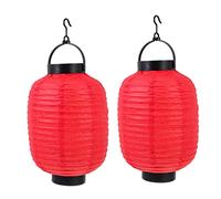 SHINEOFI Lot De 2 Lanternes en Papier Japonaises Pliables Lampe Intégrée, Décoration Suspendue Rouge 15cm x 22cm, Lumineuses pour Fête Et Maison, sans Batterie, Style Traditionnel Japonerie