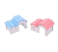 SHINEOFI Lot de 2 Maisonnettes Colorées pour Hamsters et Petits Animaux, Abri en Plastique Facile à Nettoyer, Cachette Ludique Rose et Bleue, Habitat Multifonction pour Cage et Jeu