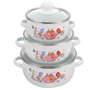 SHINEOFI Lot de 2 Mini Casseroles en Émail Poignées Marmites à Soupe Rétro à Fond Plat 12 CM Motifs Aléatoires Ustensiles Cuisine Portables pour Maison Camping et Cuisson Douce