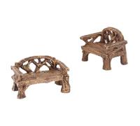 SHINEOFI Lot de 2 Mini Meubles de Jardin en Résine Décorations Miniatures pour Bonsaï et Pots de Fleurs Banc et Chaise Individuelle Ornements Micro-Paysagers pour Décoration Extérieure