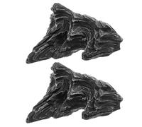 SHINEOFI Lot de 2 Ornements en Résine Imitant Pierre Lingbi, Décor Miniature pour Aquarium, Décor de Montagne Résistante et Légère, Paysage Ornemental Adapté Bureau et Jardin, Entretien