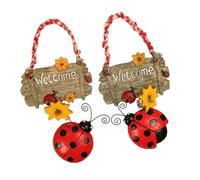 SHINEOFI Lot de 2 Panneaux Suspendus en Résine Motif Coccinelle Sept Points, 2 Modèles Ailes Ouvertes et Fermées, Décoration Murale D’Entrée Rustique pour Maison, Bar et Boutique, Panneau