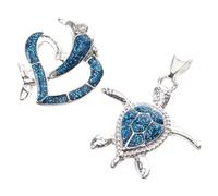 SHINEOFI Lot De 2 Pendentifs Bijoux Océaniques En Alliage - Jeunes Filles - Motifs Tortue Et Dauphin - Style Plage Polyvalent - Accessoire Mode Vacances Été - Créations Bijoux Animaux Marins