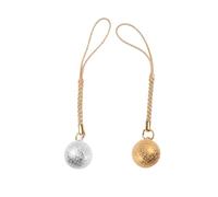 SHINEOFI Lot de 2 Pendentifs Clochettes Japonaises Suspendues 3 Cm Cuivre Grainé Doré et Argenté avec Pompon Décoratif pour Étuis Téléphone Paquet à Dos DIY