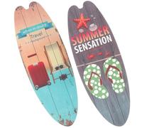 SHINEOFI Lot de 2 Plaques Murales en Bois Thème Océan, Décorations Murales D’été de Planche de Surf, Panneaux Décoratifs Colorés pour Intérieur et Extérieur, Décoration Nautique Plage