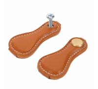 SHINEOFI Lot De 2 Poignées De Tiroir En Pu Marron Faites Main Style Vintage Pour Commode Ou Placard Poignées À Un Trou Couleur Chocolat