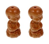 SHINEOFI Lot De 2 Porte-Clés Bouddha En Bois Accessoires Pour Clés Pendentif De Voiture Décoration Pour Colliers Valve Bobine De Porte Ornements Vintage