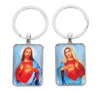SHINEOFI Lot de 2 Porte-clés Mini Album Photo Biblique en Plastique Rouge et Orange, Porte-clés Sainte Bible Jésus pour Événements Religieux, Faveurs Chrétiens pour Baptême et Communion