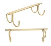 SHINEOFI Lot de 2 Porte-tasses à Café Suspendus en Fer Doré 4 Crochets, Cuisine sous Meuble, Organiseur Gain de Place, Rangement Pratique pour Armoires et Plan de Travail