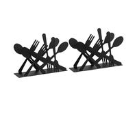 SHINEOFI Lot de 2 Set de Porte-Serviettes en Métal Noir Ajouré de Couverts Support Vertical pour Serviettes de Table Distributeur Multifonction pour Dîner Fêtes et Salle de Bain