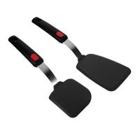 SHINEOFI Lot de 2 Set de Spatules Cuisine en Silicone Antiadhésives, Résistantes la Chaleur, Manche en Acier Ressort, pour Crêpes, Tamagoyaki et Cuisson Multifonction, Accessoires