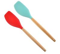 SHINEOFI Lot de 2 Spatules à Beurre en Silicone Résistant à la Chaleur avec Manche en Bois Bleu et Rouge 22 CM Ustensiles de Pâtisserie Flexibles pour Étaler Crème et Racler