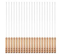 SHINEOFI Lot de 20 Brochettes Rondes en Acier Inoxydable avec Manches en Bois 33 CM Réutilisables Brochettes en Métal pour Barbecue pour Grillades en Extérieur