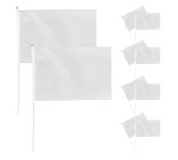 SHINEOFI Lot de 20 Drapeaux à Main Vierges Blancs 20x30 Cm Manches Pp 40 Cm pour Signalisation Sportive et Support Lors D’événements Extérieurs