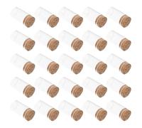 SHINEOFI Lot de 25 Mini Bouteilles en Verre Borosilicaté Bouchon en Liège Bois, Flacons à Souhaits pour Thé, Snacks et Décoration de Fête