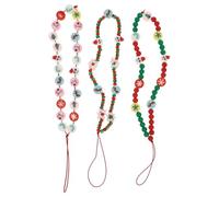 SHINEOFI Lot de 3 Cordons pour Téléphone Pendentifs Perlés de Noël Dragonnes Amovibles Décorations Festives pour Téléphone Portable Cartes D’Identité et Clés Accessoire et Pratique