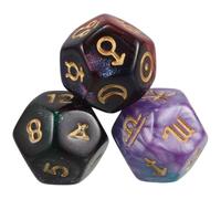SHINEOFI Lot de 3 Dés de Divination des Constellations à 12 Faces en Résine Signes du Zodiaque et Chiffres pour Jeux de Tarot et Parties de Table Attractives