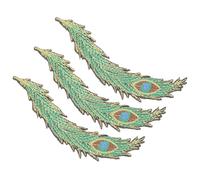 SHINEOFI Lot de 3 Écussons Thermocollants Brodés D’Ailes de Paon Patchs Décoratifs en Tissu à Plumage pour Vêtements Pantalons et Accessoires Kits de Broderie au Point de Chaînette