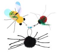 SHINEOFI Lot de 3 Recharges Interactives pour Chat Intérieur, Jouets en Peluche Abeille, Araignée et Coccinelle, Matériaux Doux, Variété D'insectes pour Stimuler L'agilité Jeu Naturel