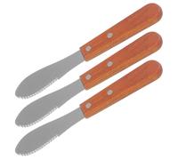 SHINEOFI Lot de 3 Spatules à Fromage en Acier Inoxydable Manches en Bois Coupe Fromage et Racloir à Beurre Multifonctionnel Taille Compacte Ustensiles la Cuisine pour Découper