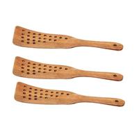 SHINEOFI Lot de 3 Spatules en Bois 24 Trous Résistantes Haute Température Ustensiles Cuisine pour Maison et Restaurant Pelle Filtrante Bois Cuisson et Mélange Accessoire la Cuisine