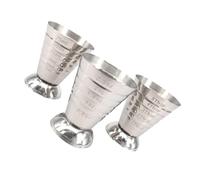 SHINEOFI Lot de 3 Tasses Doseuses 75 Ml en Acier Inoxydable 304 Argenté, Barre Doseuse D'once Multifonction, Tasse à Mesurer Conique pour Cocktails et Préparation Bar, Usage Professionnel