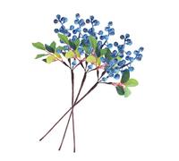 SHINEOFI Lot de 3 Tiges de Baies Artificielles Bleu Simulant des Myrtilles en PVC Résistant à la Décoloration Décorations de Noël et Mariage Branches Décoratives pour Vase et Fêtes
