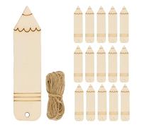SHINEOFI Lot de 30 Marque-pages en Bois Vierges Forme Crayon à Personnaliser, 15 M de Corde en Jute, Support DIY pour Loisirs Créatifs et Décoration, Marque-pages Non Peints pour Projets