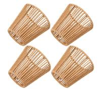 SHINEOFI Lot de 4 Abat-jour Tissé en Corde de Papier Imitation Rotin, pour Ampoules E27 E14, Design Rayé à Ouverture Oblique, Diffuseur de Lumière Décoratif Suspendre, Lampe de Bureau