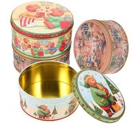 SHINEOFI Lot de 4 Boîtes à Bonbons en Fer Petit Format Noël Motif Ours Festif Coffret Présent pour Biscuits Étui à Bonbons en Métal pour Décoration et Présents de Fête