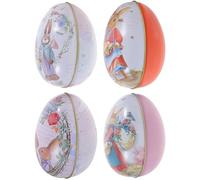 SHINEOFI Lot de 4 Boîtes à Œufs de Pâques en Fer-blanc Grandes Boîte de Bonbons Décorative Friandises pour Fête de Pâques et Présents Festifs