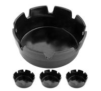 SHINEOFI Lot de 4 Cendriers en Plastique Noir 8 Fentes Petit Cendrier Ignifugé pour Fumeurs Réceptacle à Mégots Adapté Intérieur et Extérieur Maison Restaurant Terrasse Plateau
