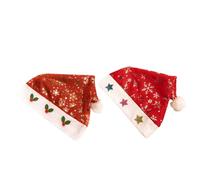 SHINEOFI Lot de 4 Chapeaux de Fête de Noël pour Garçon et Filles en Tissu Non Tissé Chapeau de Noël Cinq Étoiles et Flocon de Neige Accessoires Légers et Résistants pour Fêtes et