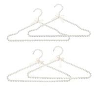 SHINEOFI Lot de 4 Cintres en Plastique Beige 40 Cm, Décorés de Perles, Antidérapants, pour Robes de Mariée et Vêtements de Princesse, Adaptés Dressing et Exposition