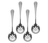 SHINEOFI Lot de 4 Cuillères à Fentes en Acier Inoxydable Argenté, sans Bavure, pour Servir Boulettes et Mijotés, Fonction D'égouttage