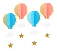 SHINEOFI Lot de 4 Décorations à Suspendre 3d Montgolfières et Nuages en Papier, Couleurs Pastel, Décor Chambre Bébé, Shower, Anniversaire