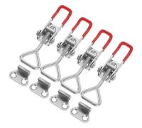 SHINEOFI Lot de 4 Loquets à Genouillère Robustes 4 Pouces en Acier Réglables sans Trou de Serrure, Pince à Bascule Métallique pour Serrage Rapide de Valises, Équipements Industriels