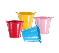 SHINEOFI Lot de 4 Mini Seaux Métalliques Colorés avec Poignée Seaux Décoratifs pour Bonbons Popcorn Frites Shower et Fêtes Petits Contenants Pratiques et Portables