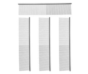 SHINEOFI Lot de 4 Peignes Métalliques en Acier Inoxydable 19X4 CM pour Toilettage Chiens et Chats Peigne Démêlant à Dents Arrondies Adapté Poils Longs et Courts Outil de Soin Animalier