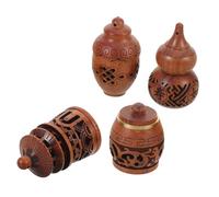 SHINEOFI Lot De 4 Pendentifs En Bois Sculpté Porte-clés Diffuseurs D'arômes Ornementaux De Bénédiction Chinoise Pour Huiles Essentielles Et Voiture